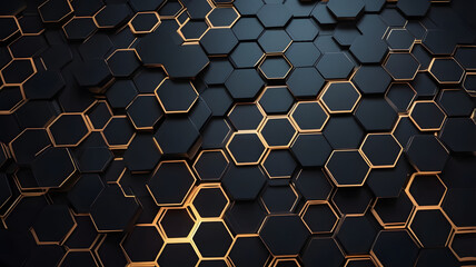 Poster - dark hexagon abstract pattern