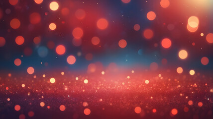 Poster - Red Glitter Bokeh Background: A captivating blend of red and blue bokeh lights dance across a sparkling glitter surface, creating a mesmerizing backdrop perfect for showcasing products, presentations.