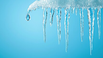 A blue sky with icicles hanging from it