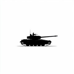 Isolated Tank Silhouette on White Background