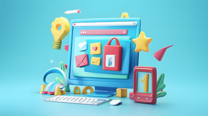 Wall Mural - Responsive Design Icon Web Design 3D