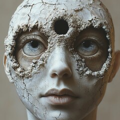 Wall Mural - Stone Mask: A Surreal Portrait of the Human Face