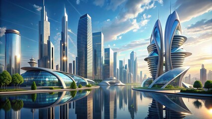 Modern abstract architectural design in  for futuristic city concept