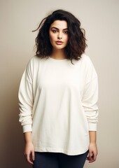 Wall Mural - Cream oversized t-shirt sweater fashion sleeve.