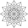 © design master - Intricate Mandala with Radiating Petals and Leaf Motifs - Detailed Linework Vector