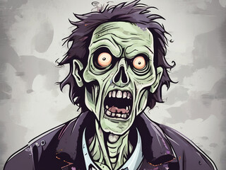 Canvas Print - Scary Cartoon Zombie