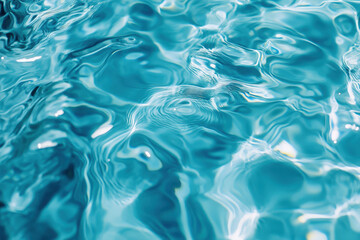 Poster - Rippling turquoise water reflects sunlight, creating mesmerizing patterns in a serene pool on a sunny summer day. Generative AI