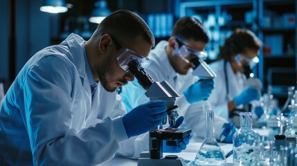Poster - A group of scientists are working in a lab
