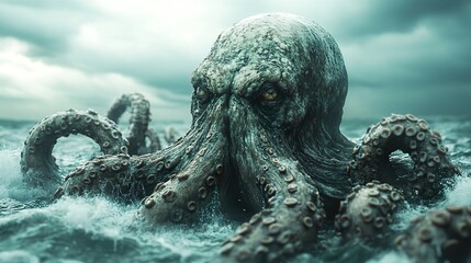 Wall Mural - The Kraken Rises: A Terrifying Sea Monster