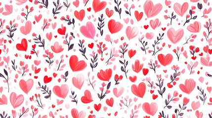 Wall Mural - Valentine vibe pattern graphic in 4K. Love and compassion. Heart and flowers.