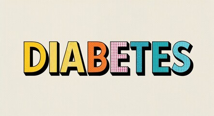 Wall Mural - diabetes word lettering in retro pop art style design on plain white background