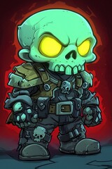 Canvas Print - Cartoon Skull Warrior