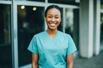 Wall Mural - African american nurse adult architecture stethoscope.