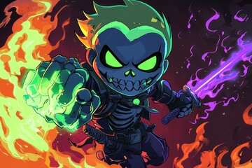 Poster - Skeleton Warrior Character Illustration