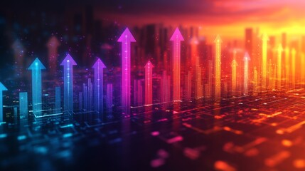 Poster - financial data and graphs multiple arrows in different colors