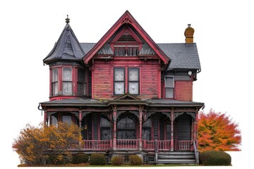 Poster - Haunted house architecture building white background.