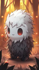 Sticker - Adorable Fuzzy Creature in a Forest Setting