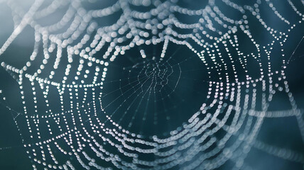 Close-up Spider Web with Dewdrops Natural Macro Photography for Nature Themes