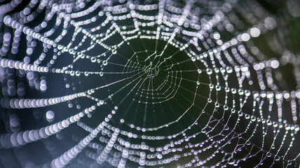 Close-up Spider Web with Dewdrops Natural Macro Photography for Nature Themes
