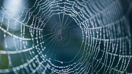 Close-up Spider Web with Dewdrops Natural Macro Photography for Nature Themes