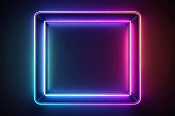 Poster - A vibrant neon frame glowing against a dark background, inviting creativity and imagination in digital art and design. Generative AI