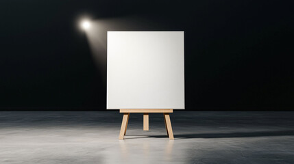 Poster - spotlight shining on blank canvas creates dramatic atmosphere