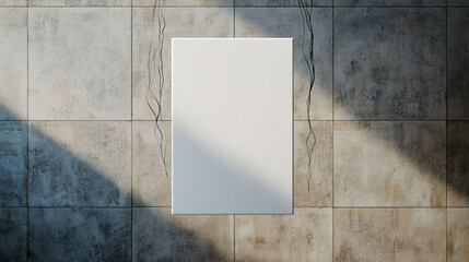 Poster - blank canvas suspended in mid air against textured wall, evoking creativity