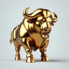 Wall Mural - a cool and hip gold shinny metallic futuristic buffalo character