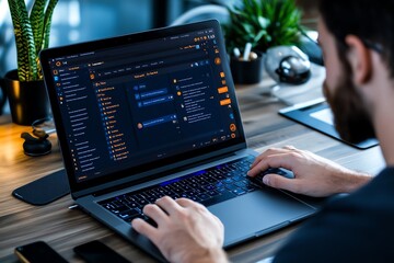 Poster - A laptop screen displaying an anonymous chat interface, with users exchanging secure, encrypted messages in a private conversation