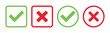 © Kaium007 - check mark icon button set. check box icon with right and wrong buttons and yes or no checkmark icons in green tick box and red cross