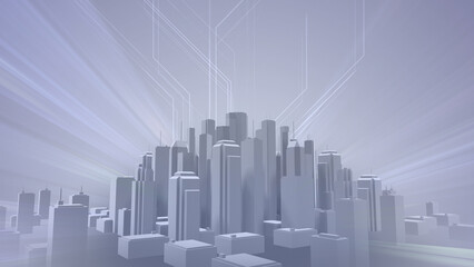 Wall Mural - network city communication technology business 3d illustration