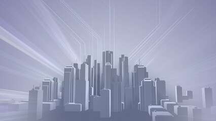 Wall Mural - network city communication technology business 3d illustration