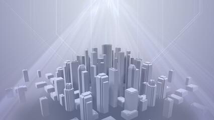 Wall Mural - Network city communication technology business 3D illustration