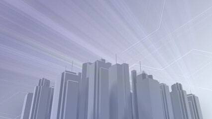 Wall Mural - network city communication technology business 3d illustration