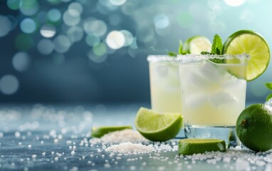 Wall Mural - Margarita Cocktails With Lime and Salt