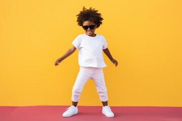 Cute boy wearing white blank t-shirt