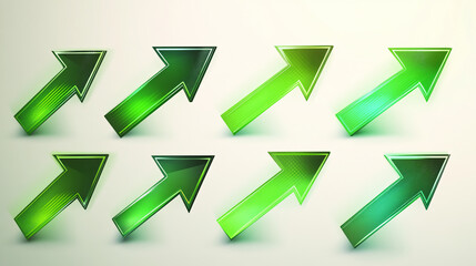  A set of green abstract arrows with soft gradients. 