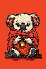 Sticker - Cute Koala Holding a Lantern