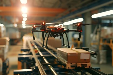 Aufkleber - Drone Delivery in Modern Warehouse Environment
