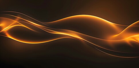 Abstract Golden Wave On Black Background