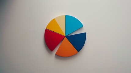 Poster - A pie chart in vibrant colors representing market share data with a modern, minimalistic design, set against a light grey background