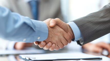 Two men shaking hands in a business meeting