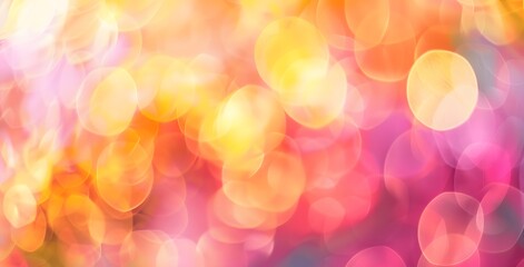 Abstract Blurred Background with Pink, Orange, and Yellow Bokeh