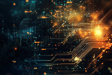 Poster - A vibrant fusion of technology and creativity illuminating the digital landscape with intricate circuits and glowing data patterns. Generative AI
