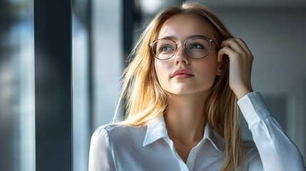 Canvas Print - Thoughtful Young Woman in Natural Light