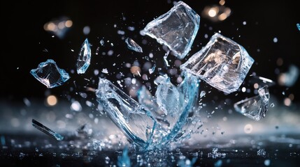 Poster - The moment glass explodes into countless shimmering shards is captured with stunning clarity, showcasing the intricate patterns formed as pieces scatter in all directions