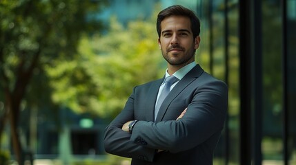 Canvas Print - Confident Businessman in Modern Urban Setting