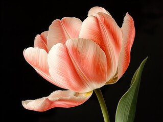 Poster - Pink and White Tulip Flower Close Up