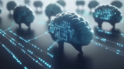 Poster - Digital brain with network of data.