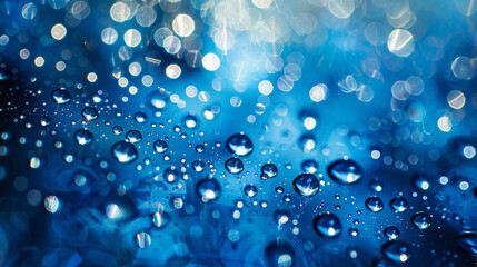 Wall Mural - Blue background with drops of water